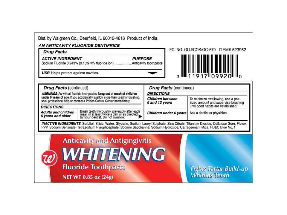 Walgreens Anticavity and Antigingivitis Whitening